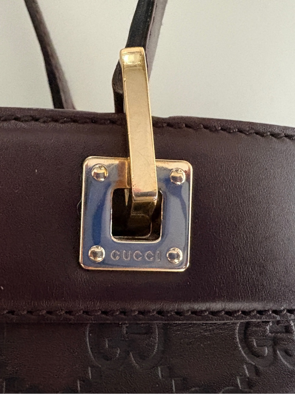 Title: Gucci Guccissima Punch Large Tote 145993 Brown Leather Horsebit bag - Picture 9 of 13